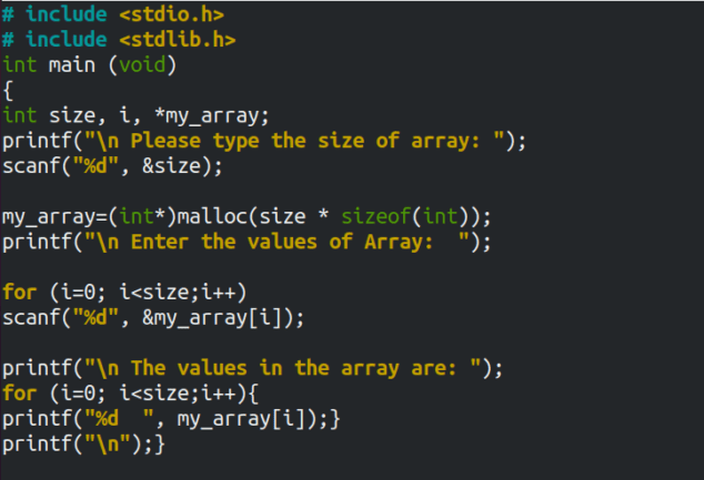 assign values to malloc array