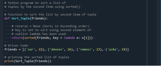 The Python Sort List Of Tuples