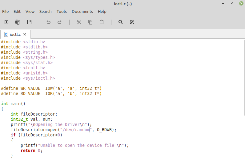 C IOCTL Function Usage