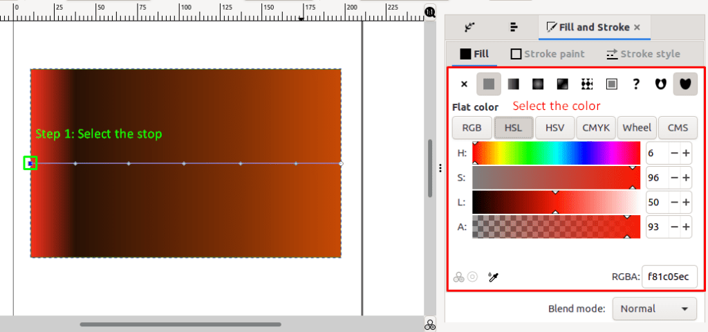 How to create gradient in Inkscape