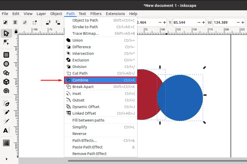 How to merge objects in Inkscape