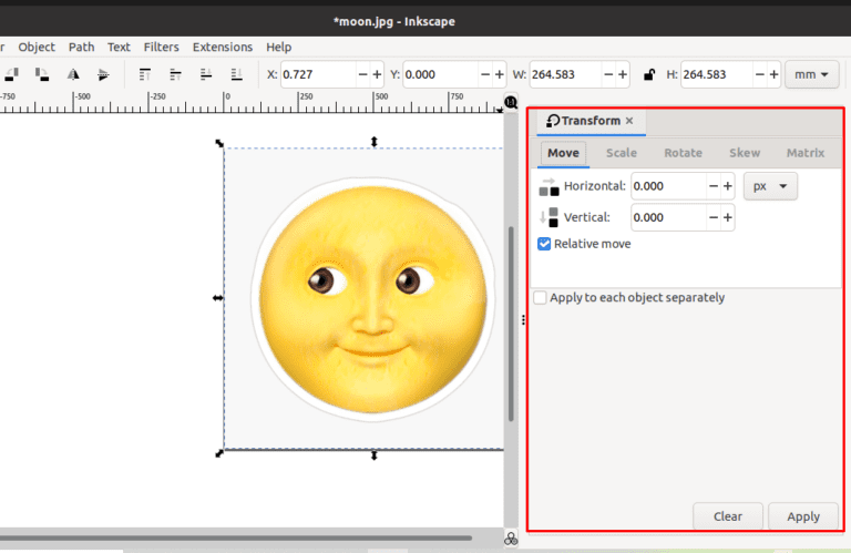 inkscape rotate object