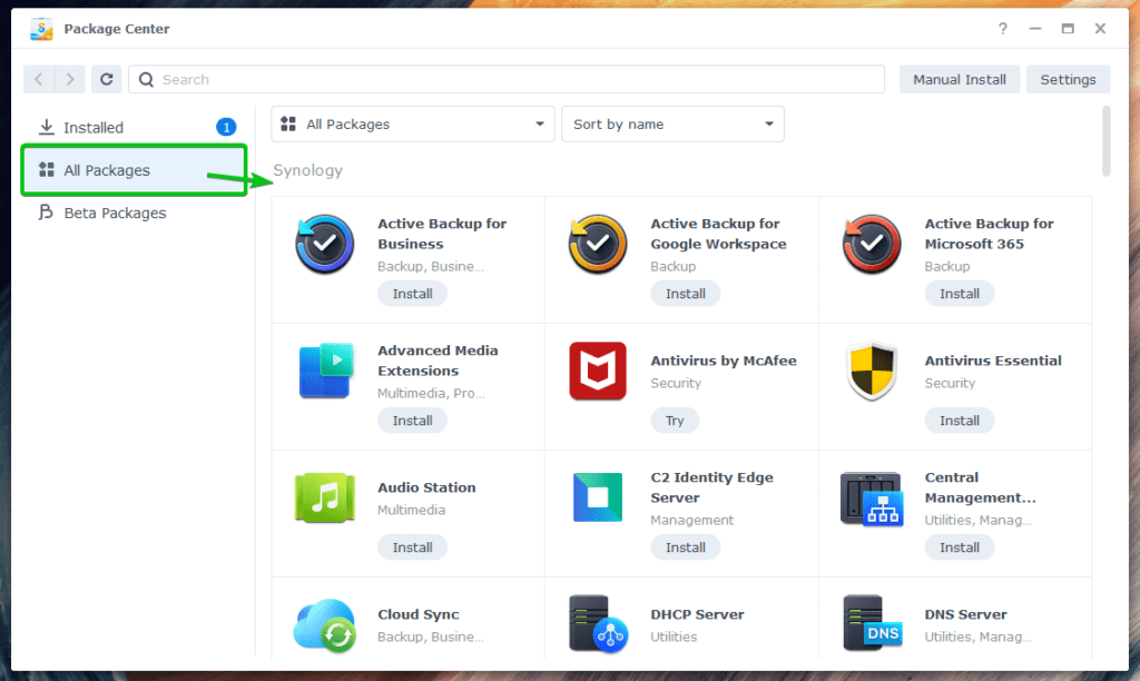 How to use Synology Package Center