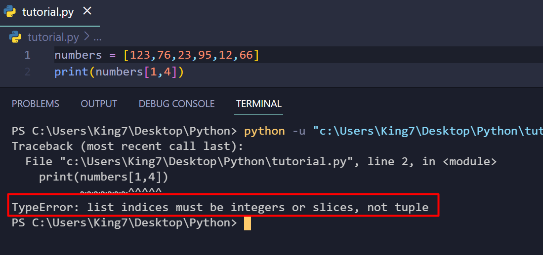 python-error-list-indices-must-be-integers-or-slices-not-a-tuple