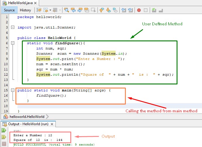 How To Create And Call A Method In Java