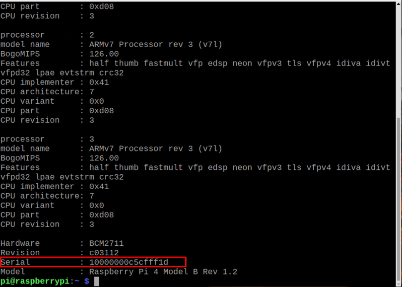 How to find serial number of Raspberry Pi