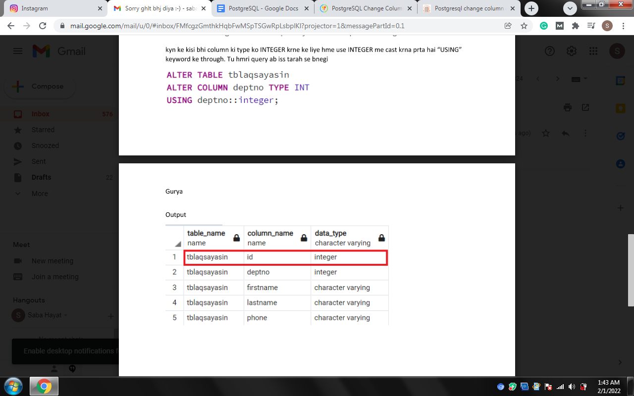 Postgresql column table. Alter Type column Postgres. Изменение типа столбца name на varchar (15) команда.