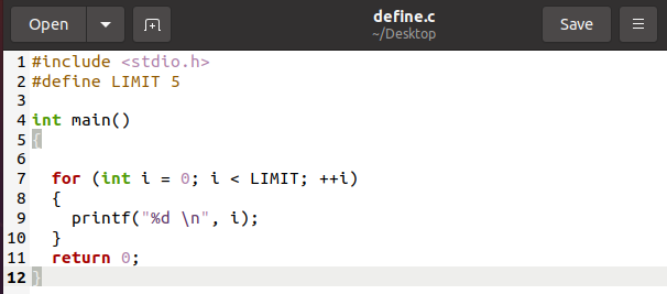 #define in C