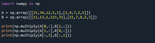 Numpy Element Wise Multiplication