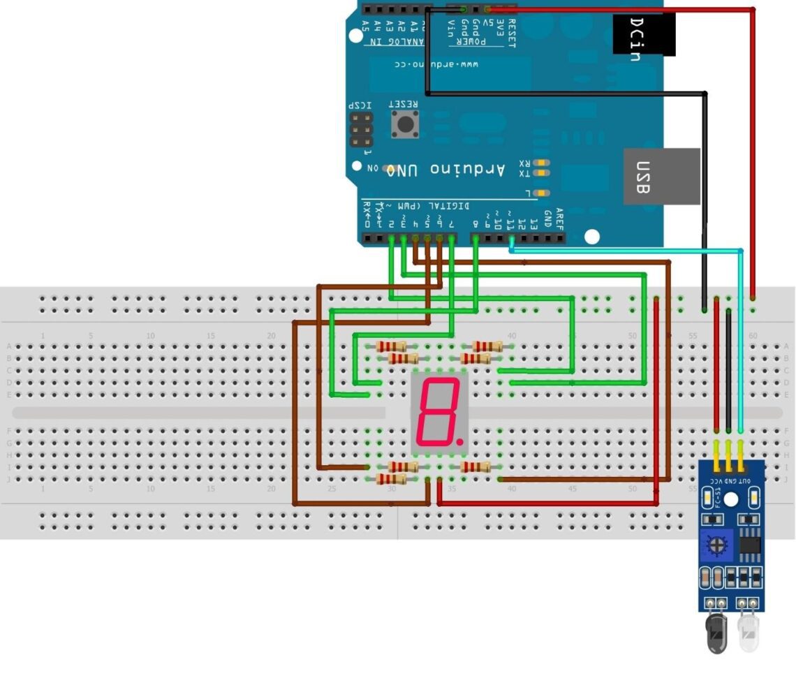 How to create contactless digital dice using Arduino Uno