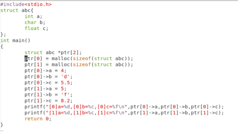 c struct assignment array