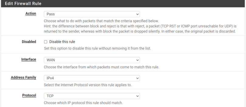 Pfsense firewall rules настройка