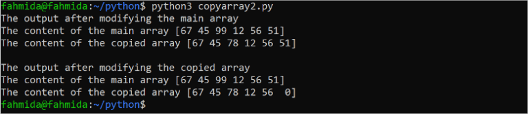 python array assignment copy