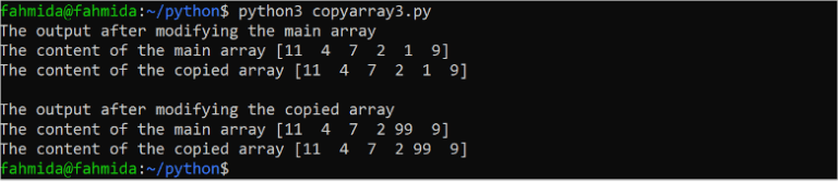 python array assignment copy