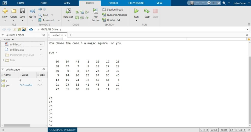 switch in Matlab