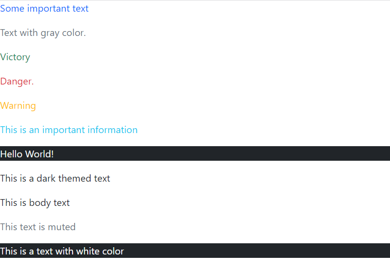 Text Colors and Background Colors Classes: Với các lớp màu chữ và màu nền trong Bootstrap, bạn có thể tự do tạo ra các phần tử trang web của mình theo sở thích và phong cách riêng. Cùng khám phá những lớp màu đa dạng và bắt mắt của Bootstrap để trang web của bạn trở nên nổi bật hơn bao giờ hết.
