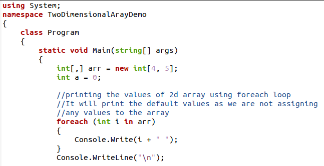 c# assign values to 2d array