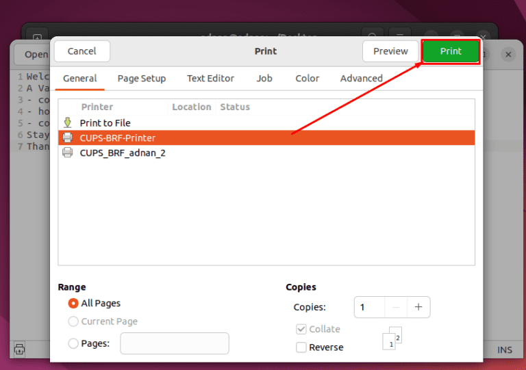 Set up CUPS printer server on Ubuntu 22.04