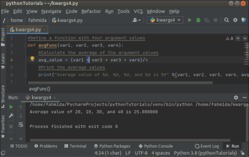 Use of Python kwargs