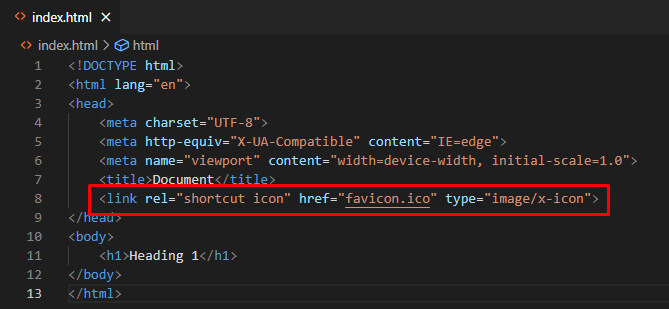 how to add favicon in html title