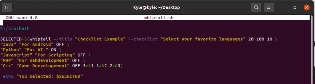 whiptail Interactive Shell Scripts – Linux Hint
