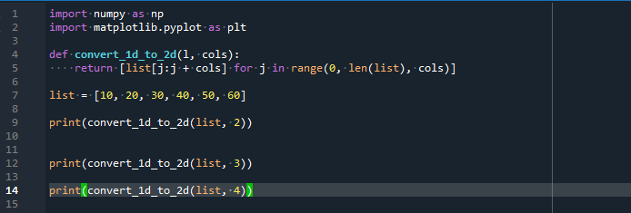 Python Convert A 1d Array To A 2d Numpy Array Or Matrix Btech Geeks Riset