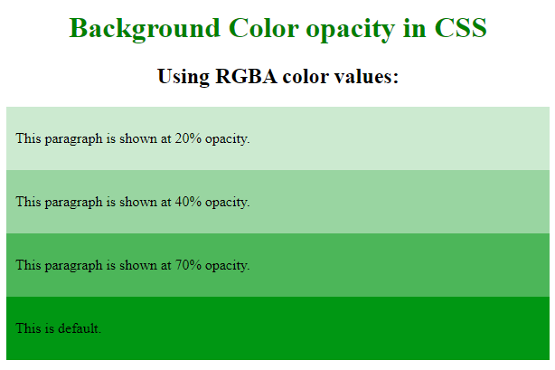 CSS Background Color Opacity là một tính năng hữu ích giúp chỉnh sửa màu sắc nền của trang web của bạn. Khám phá thêm về tính năng này bằng cách xem hình ảnh liên quan.