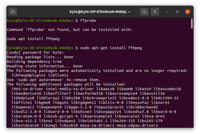 ffprobe Linux Command Example Usage