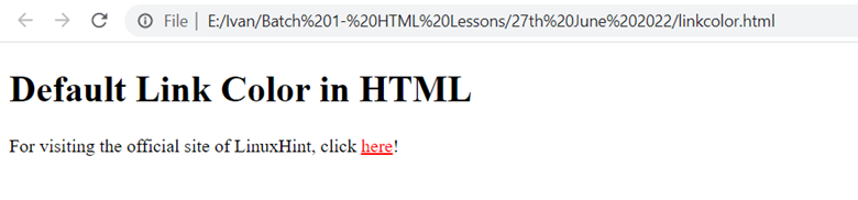 How To Change The Default Color Of A Link In Html