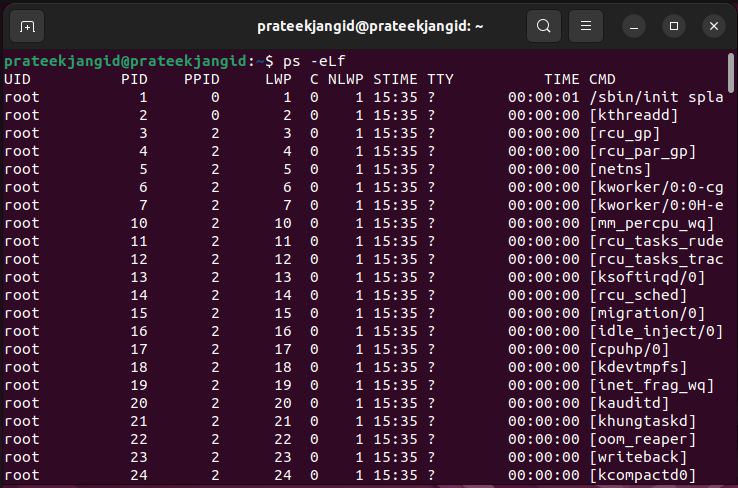 Show Threads Using PS Command In Linux