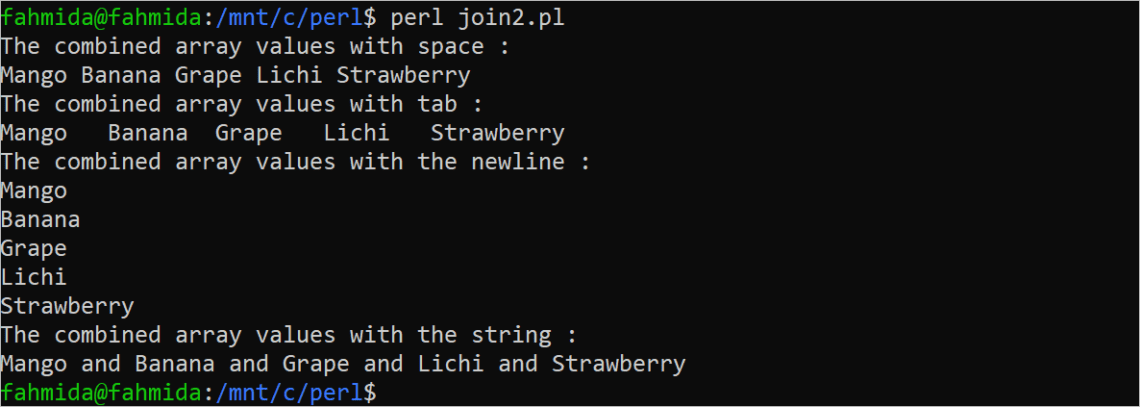 Use of PERL join() Function