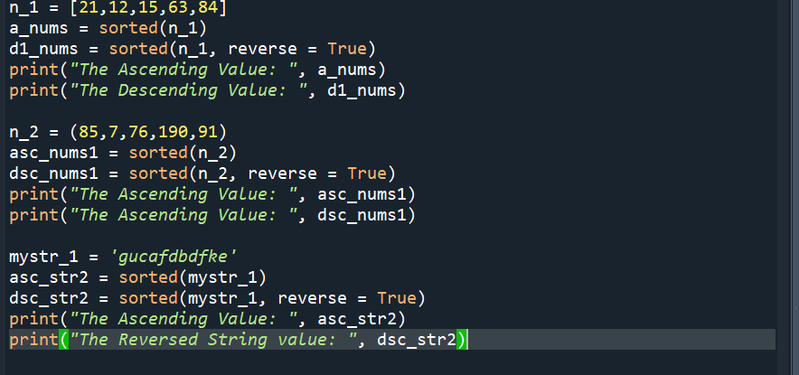 Python Sorted Reverse