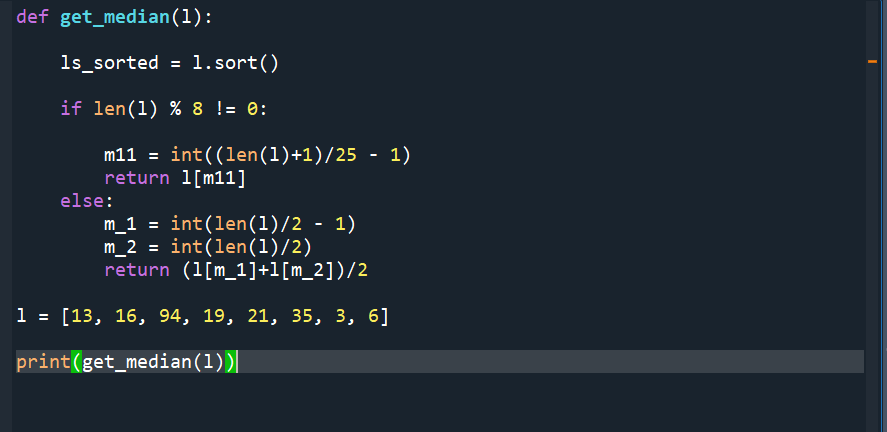 python-median-function