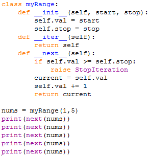 python iterator next