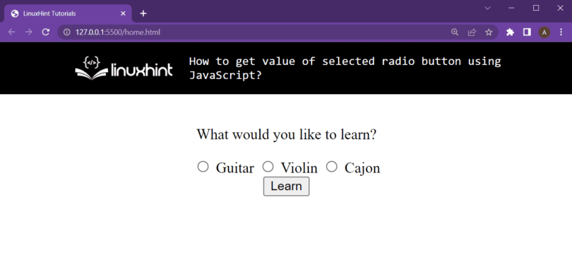 Value Of Selected Radio Button Javascript