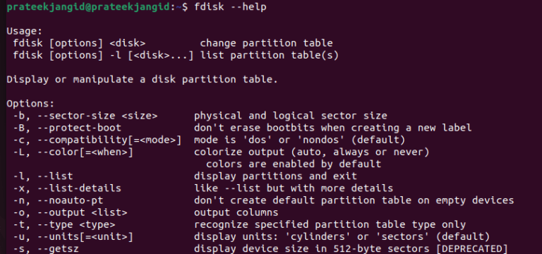 fdisk -l Command in Linux
