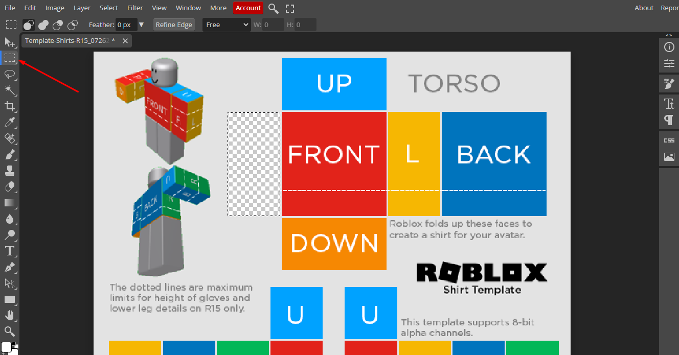 How to make a Roblox shirt template