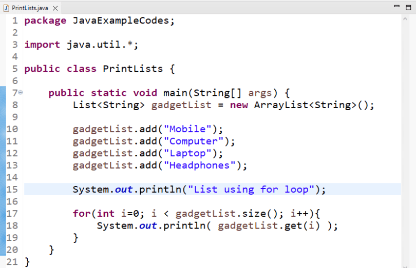 print list map in java