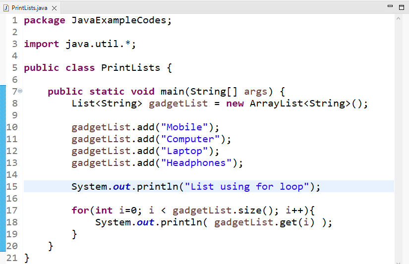 Ledig biograf gasformig How to Print a List in Java