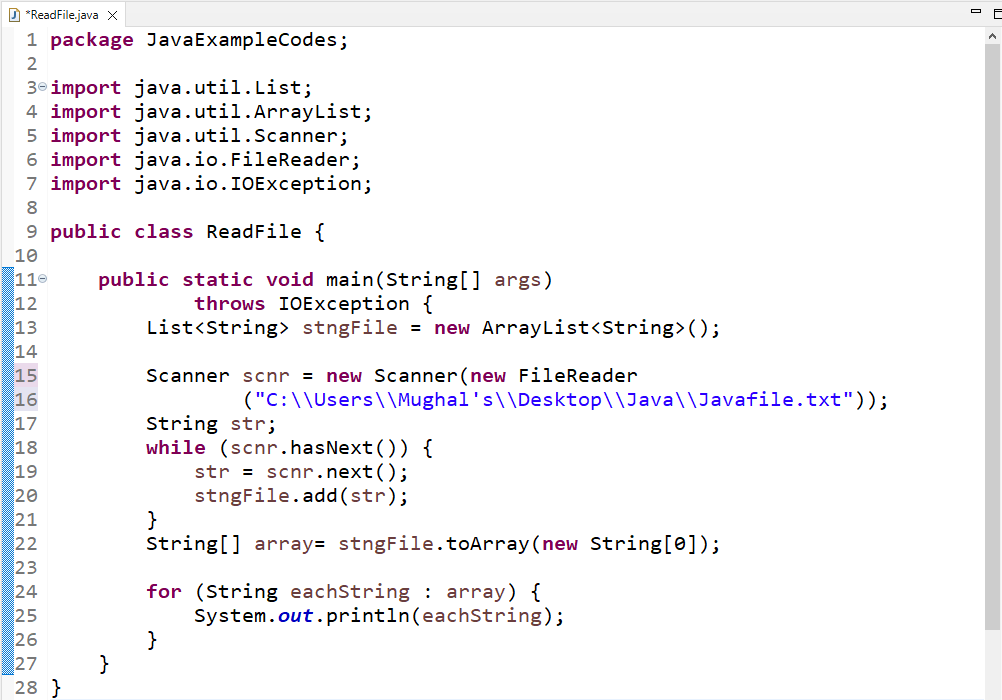 How To Read A Text File And Store It In An Array In Java