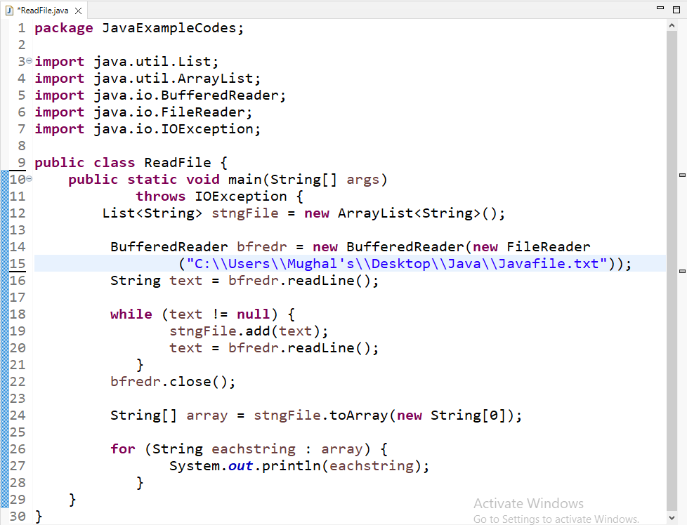 How To Read A Text File And Store It In An Array In Java