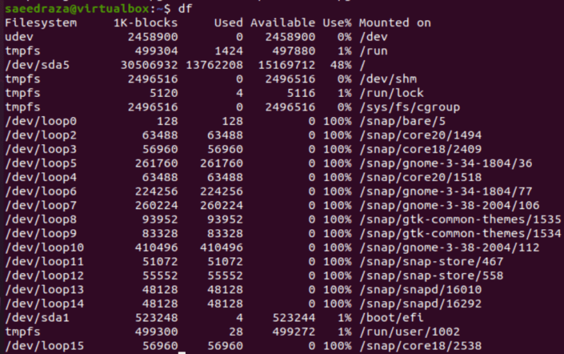 сколько места осталось на диске linux