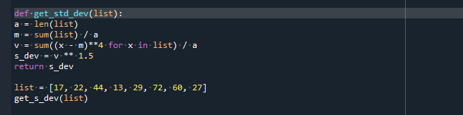 Python Statistics Standard Deviation