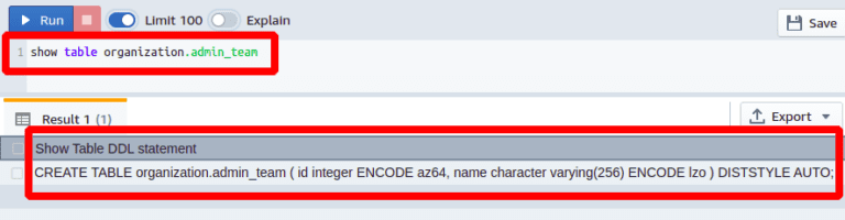 redshift-show-table-command