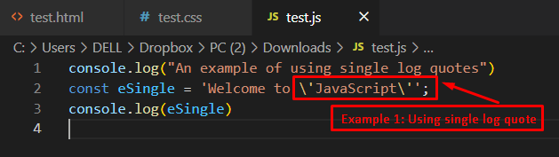 How To Use Escape Characters To Correctly Log Quotes In A String Using JavaScript 