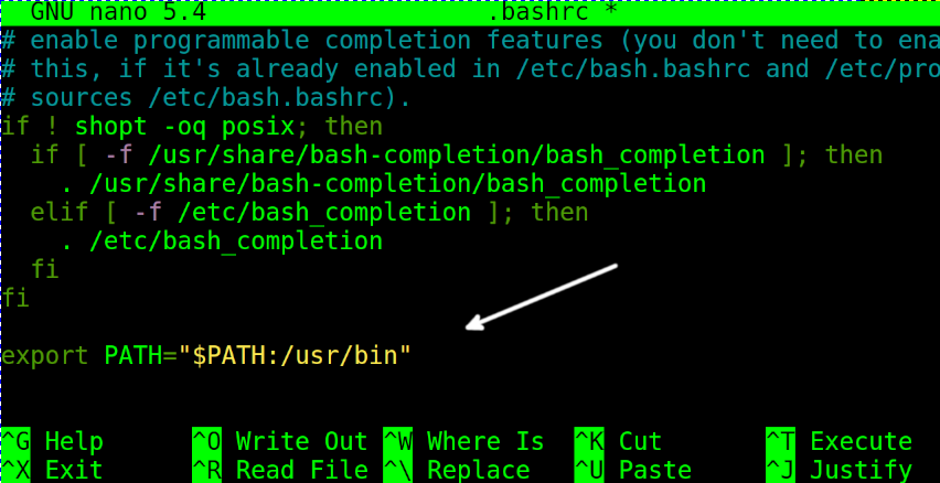 Nano ~/.bashrc. .Bashrc Path. Sudo Apt команда не найдена. Apt command not found