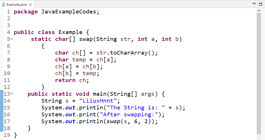 How To Use Swap Method In Java