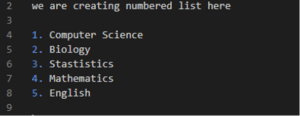 markdown numbered list markdown numbered list