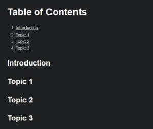 wiki.js markdown table of contents