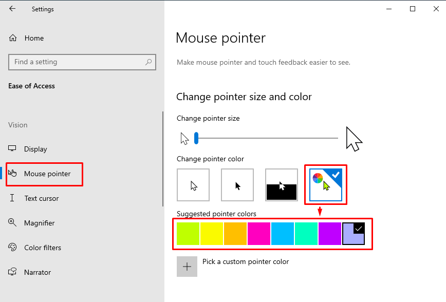 how to change your mouse pointer color